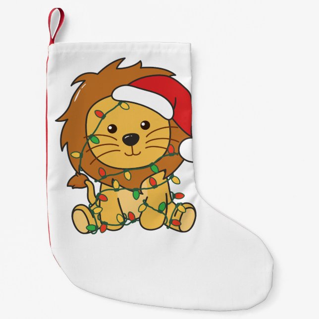 Petite Chaussette De Noël Lion Noël Animaux d'hiver Lions de vacances (Devant)