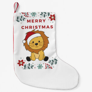 Petite Chaussette De Noël Lion Noël Neige Animaux d'hiver Lions