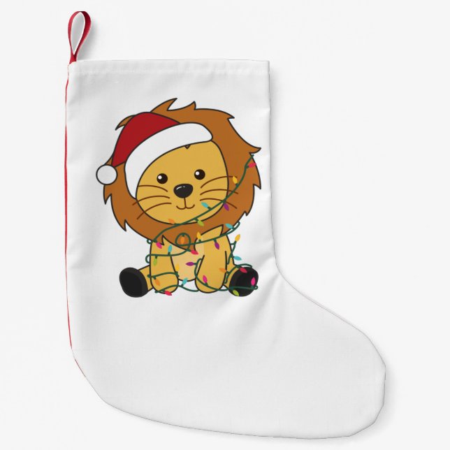 Petite Chaussette De Noël Lion Noël Neige Hiver Animaux Lions Clo Adulte (Devant)