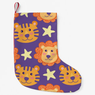 Petite Chaussette De Noël Lions et tigres de dessin : Vintage