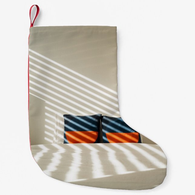 Petite Chaussette De Noël Lit blanc et rouge noir (Devant)