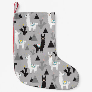 Petite Chaussette De Noël Llama cactus montagnes, motif sans soudure.