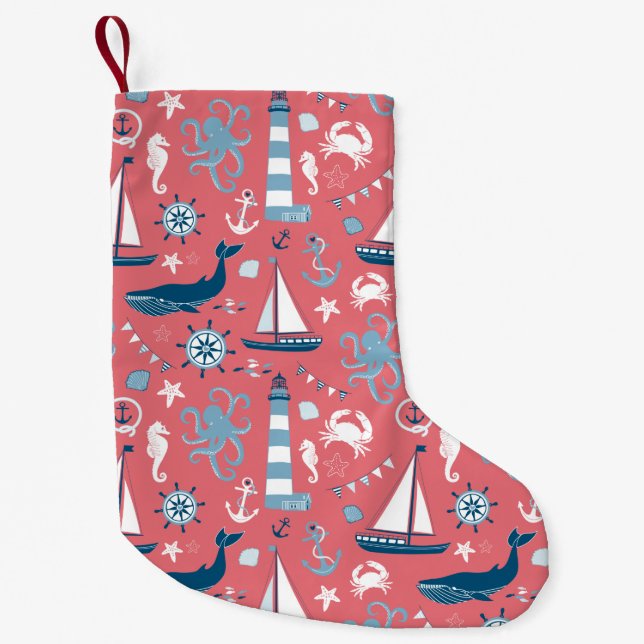 Petite Chaussette De Noël L'océan nautique s'est levé (Devant)