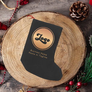 Petite Chaussette De Noël Logo Gold Personnalisé Marque Professionnelle