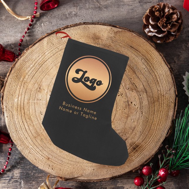 Petite Chaussette De Noël Logo Gold Personnalisé Marque Professionnelle (Créateur téléchargé)