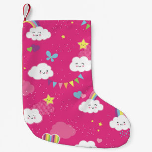 Petite Chaussette De Noël Lovely Pink Rainbow Sky repeating pattern. A seaml