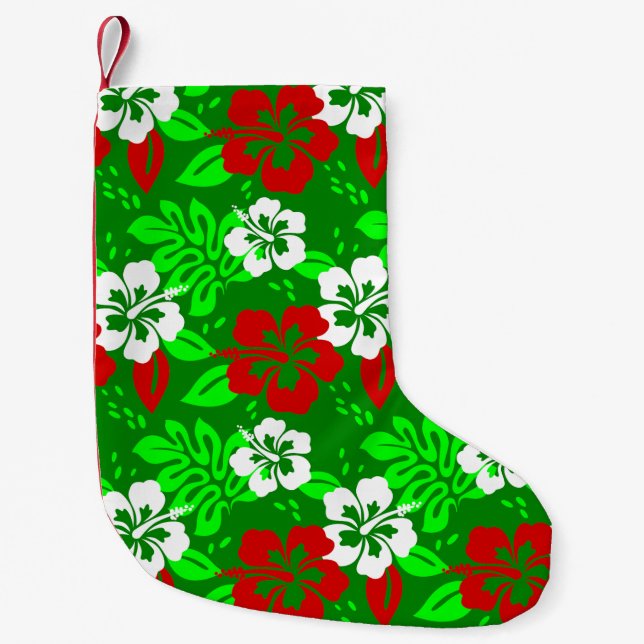 Petite Chaussette De Noël luau noël hawaïen hibiscus tropical floral (Devant)