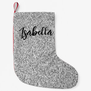 Petite Chaussette De Noël Lumière grise argentée scintillement scintille Nom