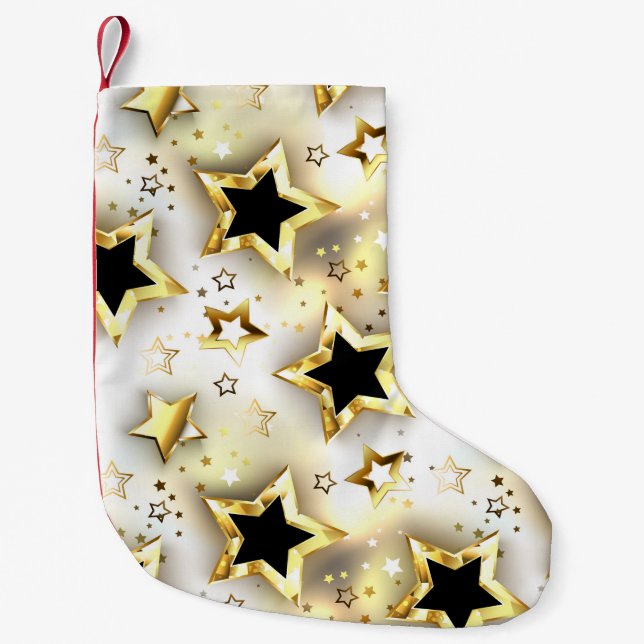 Petite Chaussette De Noël Lumière transparente avec étoiles or (Devant)