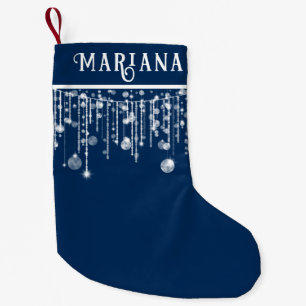 Petite Chaussette De Noël Lumières à cordes bleues de la marine Petite réser