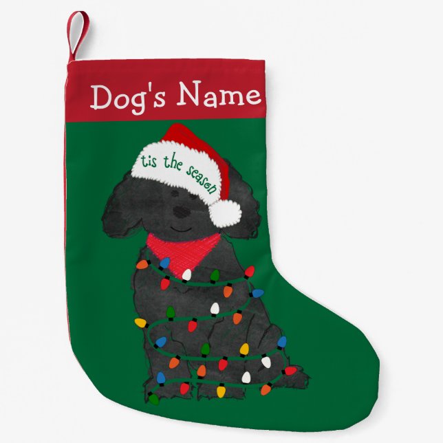 Petite Chaussette De Noël Lumières de Noël personnalisées Labradoodle (Devant)