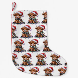 Petite Chaussette De Noël Lumières de Noël Vache Highland Chapeau de Père No