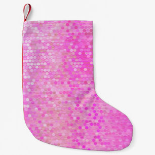 Petite Chaussette De Noël Lumineuse mosaïque abstraite rose avec brillance