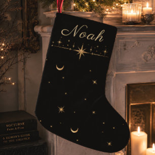 Petite Chaussette De Noël Lune étoilée céleste Noël noir or
