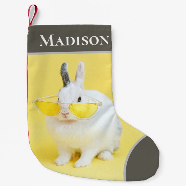Petite Chaussette De Noël Lunettes de soleil lapin lapin cool de Pâques Pers (Devant)