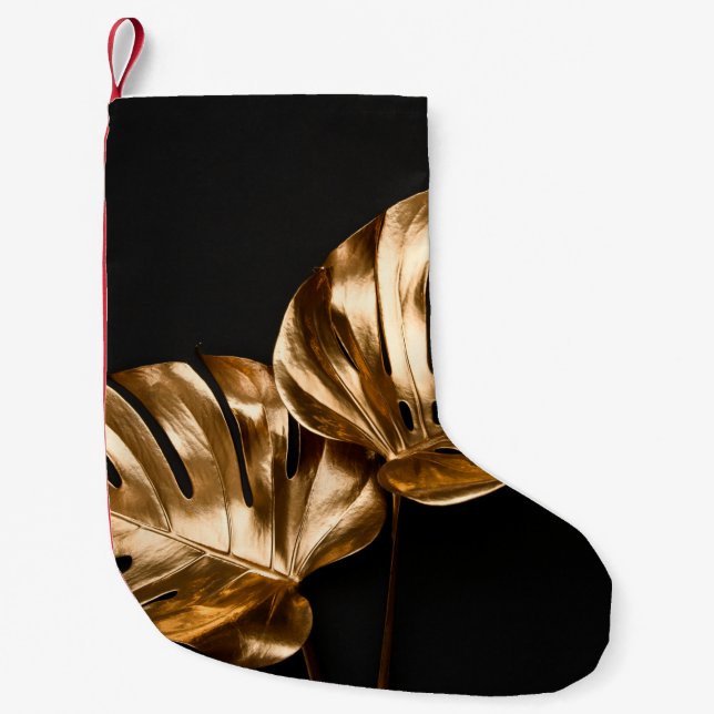 Petite Chaussette De Noël Luxe design moderne or polygone arrière - plan 3d  (Devant)