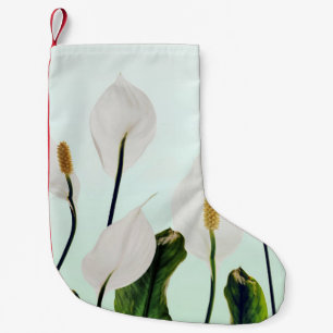 Petite Chaussette De Noël Lys Blancs Fleurs Bleu sans joint