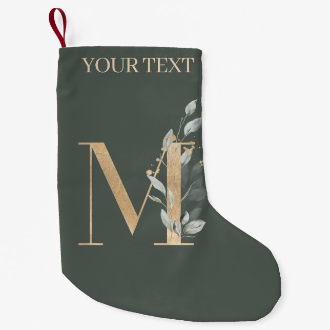 Petite Chaussette De Noël M Monogramme Floral Personnalisé (Devant)