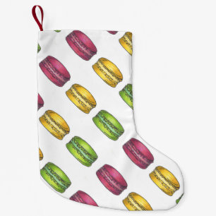 Petite Chaussette De Noël Macaron vert rose biscuit pâtisserie française