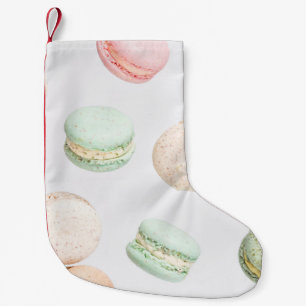 Petite Chaussette De Noël Macarons colorés : Doux Motif en chute.