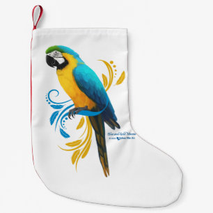 Petite Chaussette De Noël Macaw bleu et or