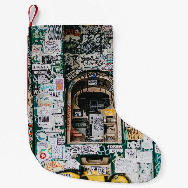 PETITE CHAUSSETTE DE NOËL MACHINE ATM AVEC GRAFFITI (Devant)