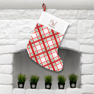 Petite Chaussette De Noël Madras Chèque Plaid Petite réserve de Noël