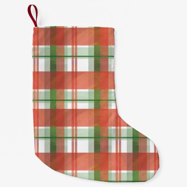 Petite Chaussette De Noël Madras Plaid Noël (Devant)