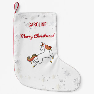 Petite Chaussette De Noël Magie Moderne Unicorne Snowflakes Personnaliser No