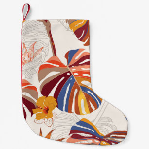 Petite Chaussette De Noël Main florale tropicale brillante tirée