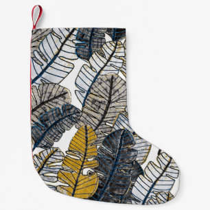 Petite Chaussette De Noël Main tirée : Feuilles tropicaux