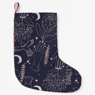 Petite Chaussette De Noël Mains vintages et oiseaux : Motif artistique