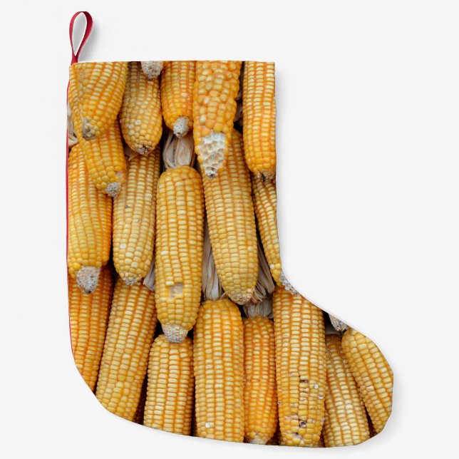 Petite Chaussette De Noël Maïs séché empilé. (Devant)