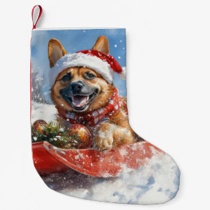 Petite Chaussette De Noël Malinois belge dans un traîneau Laissez neige Noël
