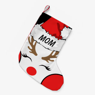 Petite Chaussette De Noël Maman Red Nez Reindeer avec Père Noël Nom du Cas