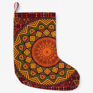 Petite Chaussette De Noël Mandala africain, dessins circulaires polynésiens.