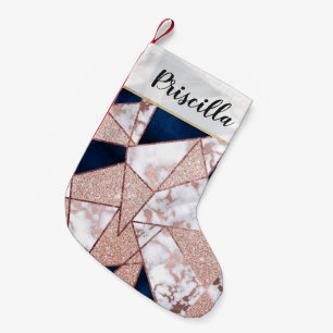 Petite Chaussette De Noël Marbre géométrique de la Parties scintillant Ros