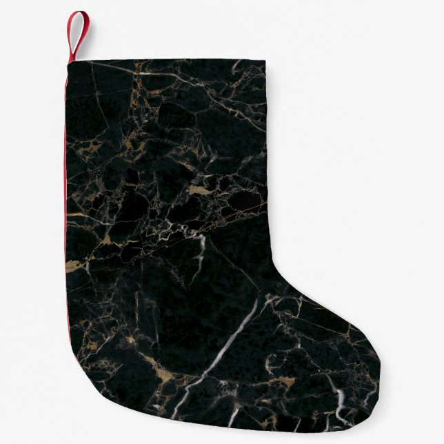 Petite Chaussette De Noël Marbre Noir Élégant : Fond Texturé (Devant)