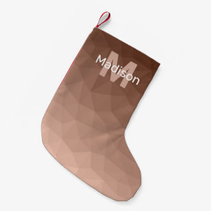 Petite Chaussette De Noël Marron Moka motif géométrique en maille Monogramme