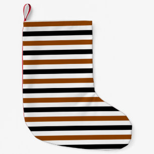 Petite Chaussette De Noël Marron Noir et blanc motif rayures