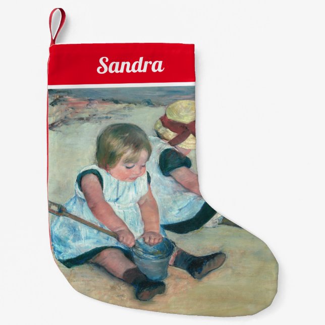 Petite Chaussette De Noël Mary Cassatt - Enfants jouant sur la plage (Devant)