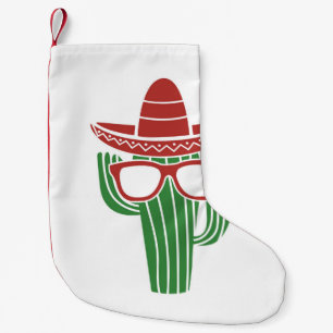 Petite Chaussette De Noël mascotte cool cactus avec sombrero casquette et lu