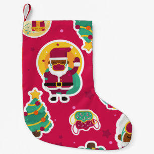 Petite Chaussette De Noël masque visage covid noir père Noël