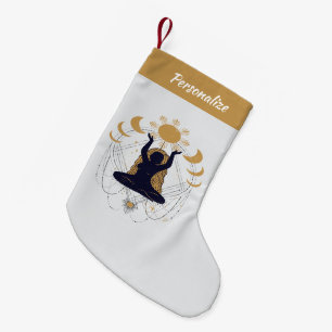 Petite Chaussette De Noël Méditation Spirituelle Yoga Zen Lune Dorée