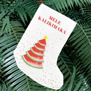 Petite Chaussette De Noël Mele Kalikimaka Arbre de pastèque rouge