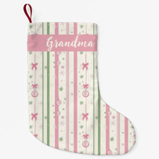 Petite Chaussette De Noël Mémé Coquette Rose Personnalisée
