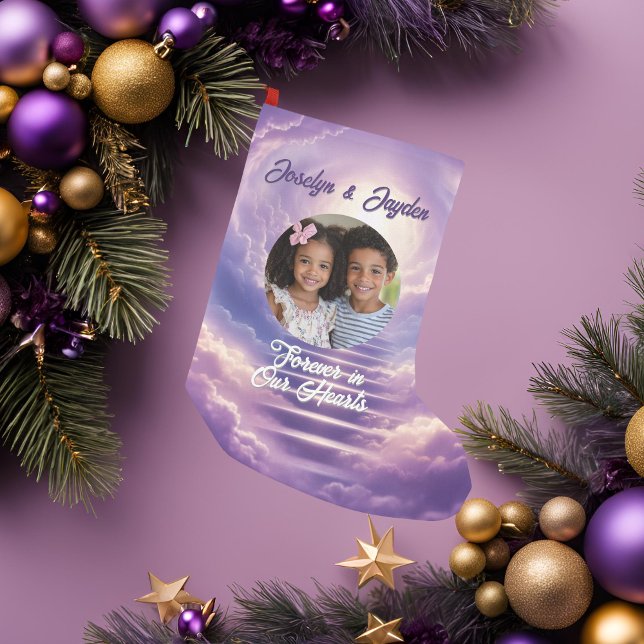 Petite Chaussette De Noël Mémorial céleste (Beautiful purple memorial holiday stocking)