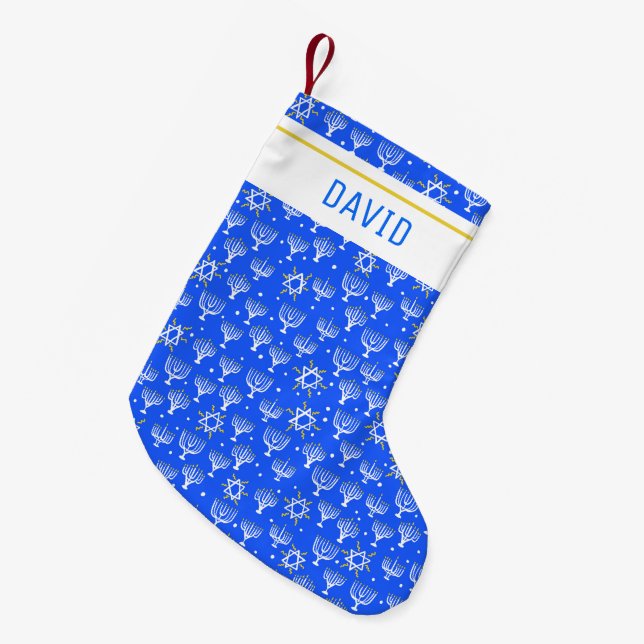 Petite Chaussette De Noël Menorah Star de David Hanoukka PERSONNALISER IT (Devant (Accrochage))