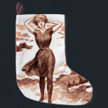 Petite Chaussette De Noël Mermaid Beach Gibson Girl Victorian Antique<br><div class="desc">Gibson Girl - illustration artistique classique - Girl on a beach,  Charles Dana Gibson,  1902. Légende : "Bien sûr qu'il y a des sirènes."</div>