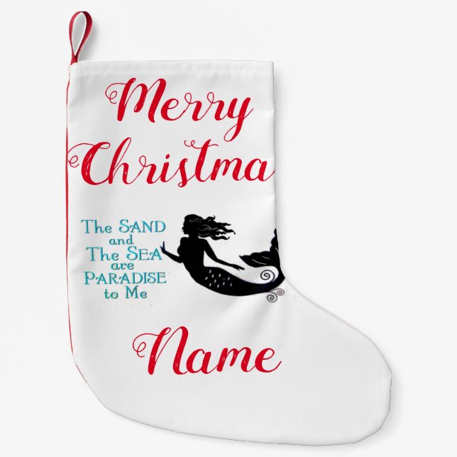 Petite Chaussette De Noël Mermaid de plage de sable et de mer Thunder_Cove (Devant)